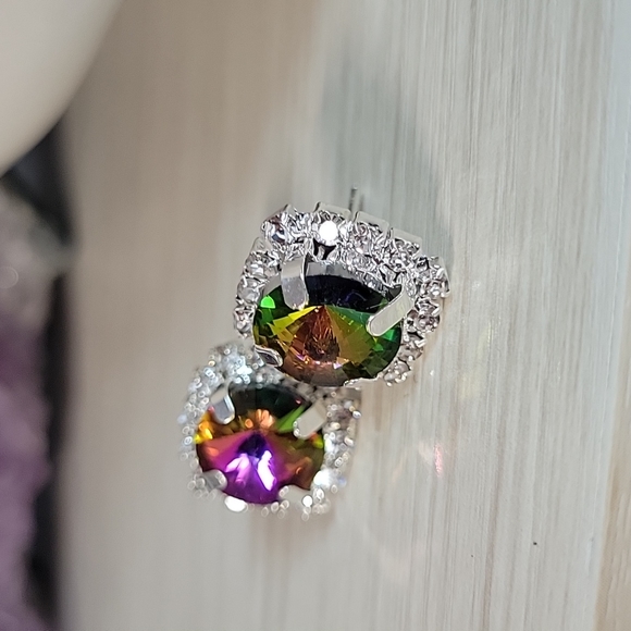 Watermelon Sparkle Prism Stud Earrings - Picture 4 of 6